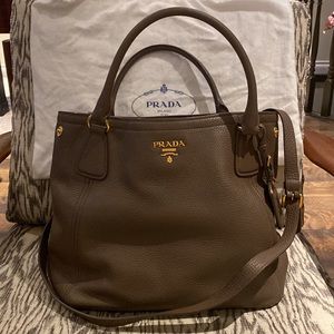 Prada Vitello Daino Large Leather Convertible Bag in Bambu